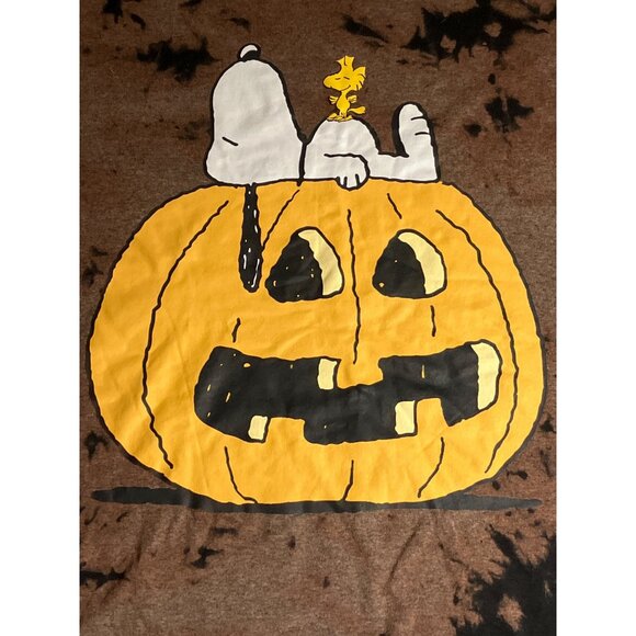 Peanuts Halloween Snoopy Woodstock Pumpkin Bleached T-Shirt M - Picture 2 of 7